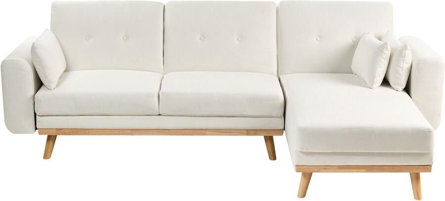 Beliani Hoekslaapbank KAARINA Stof Wit 3-zitter Linkerzijde