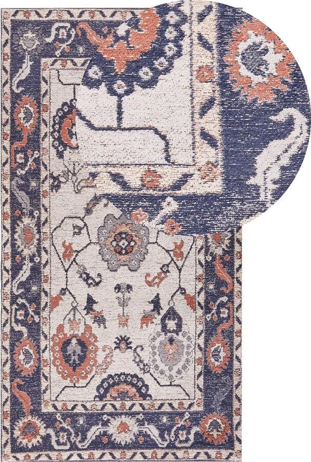 Beliani KABTA Laagpolig vloerkleed Multicolor 80 x 150 cm Katoen