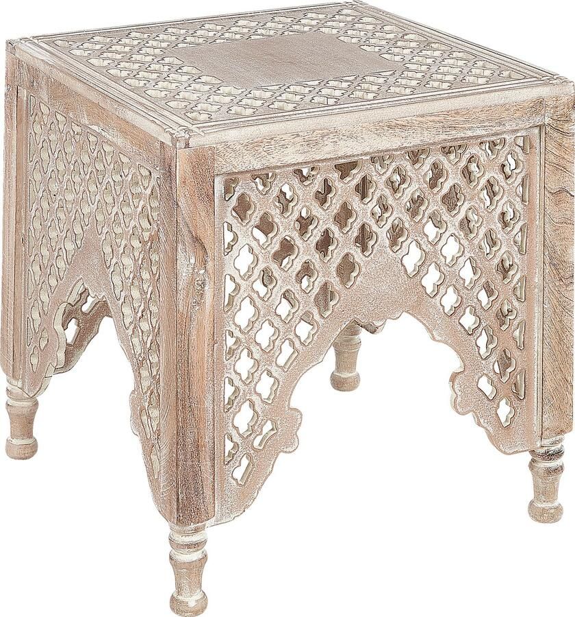 Beliani KADMA Bijzettafel-Lichte houtkleur-Mangohout MDF