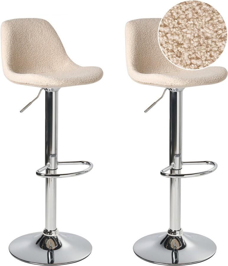 Beliani KAHLA Barkruk set van 2 Lichtbeige Bouclé