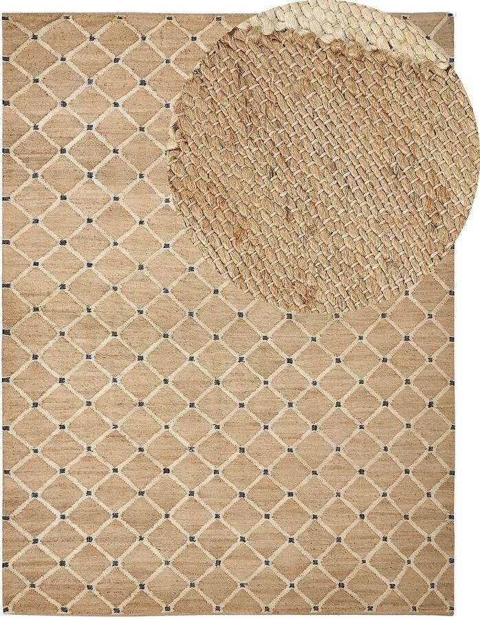 Beliani KALEKOY Vloerkleed Lichtbeige 300 x 400 cm Jute