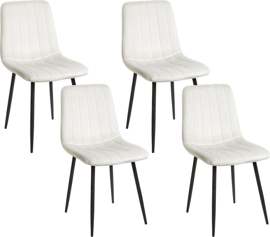 Beliani Set van 4 eetkamerstoelen KALISPELL Fluweel Gebroken wit