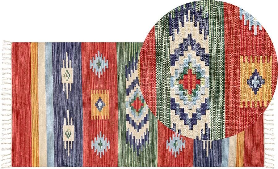 Beliani KAMARIS Vloerkleed Meerkleurig 80 x 150 cm Katoen