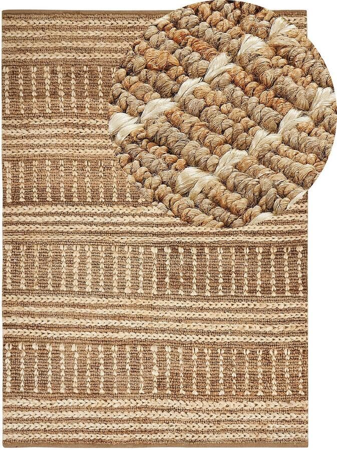 Beliani -KAMBERLI-Laagpolig vloerkleed-Lichtbeige-160 x 230 cm-Jute