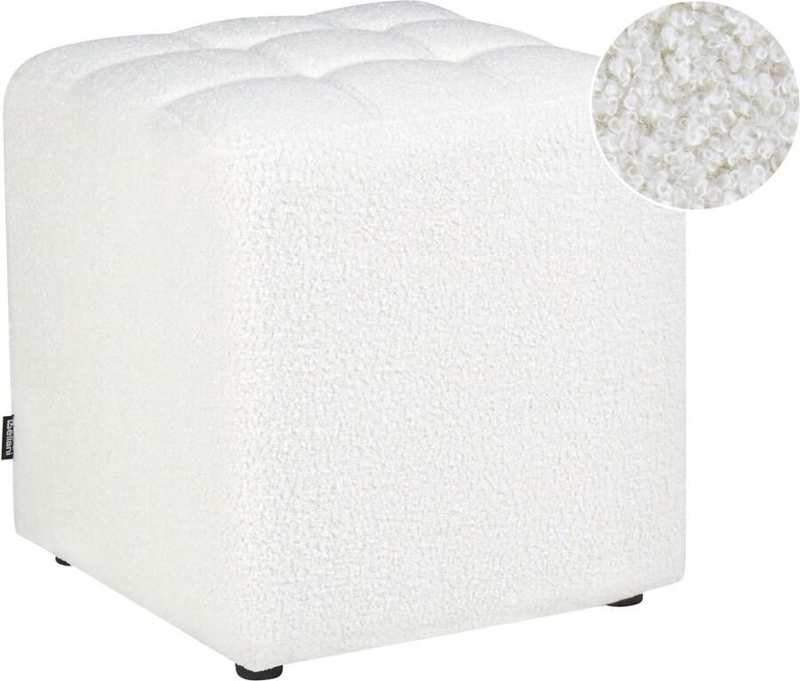Beliani Poef KANSAS Bouclé Wit 38 cm 38 cm 39 cm