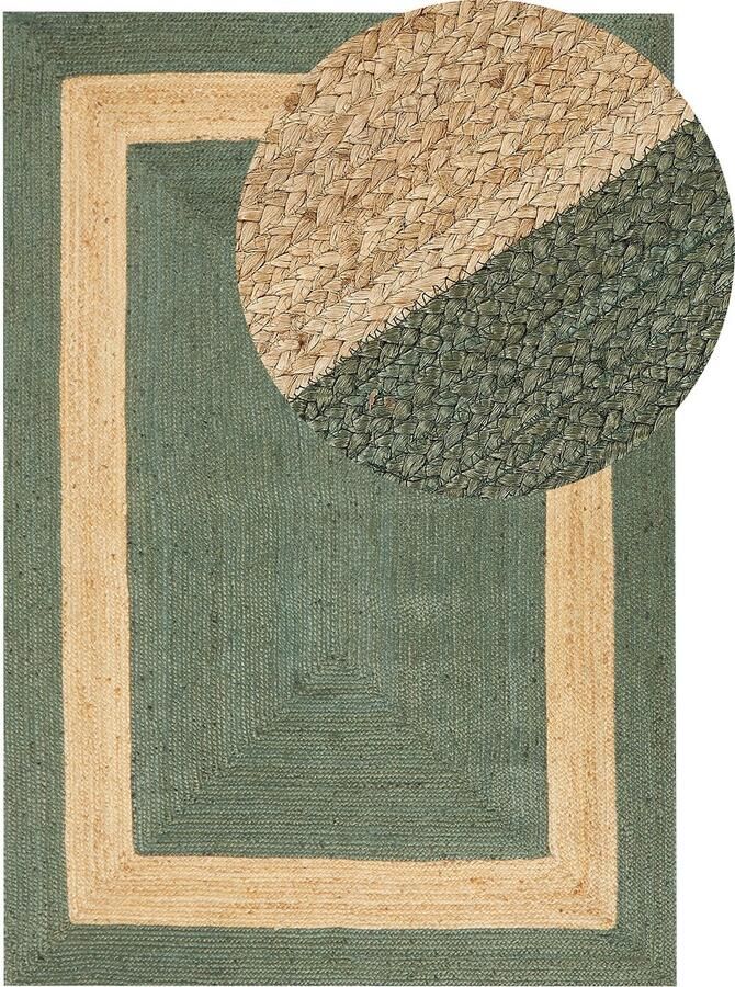 Beliani Vloerkleed KARAKUYU 160 x 230 cm Jute Groen