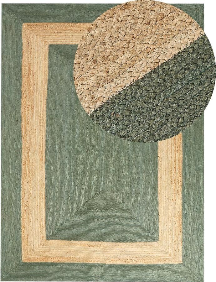 Beliani KARAKUYU Vloerkleed Groen 300 x 400 cm Jute