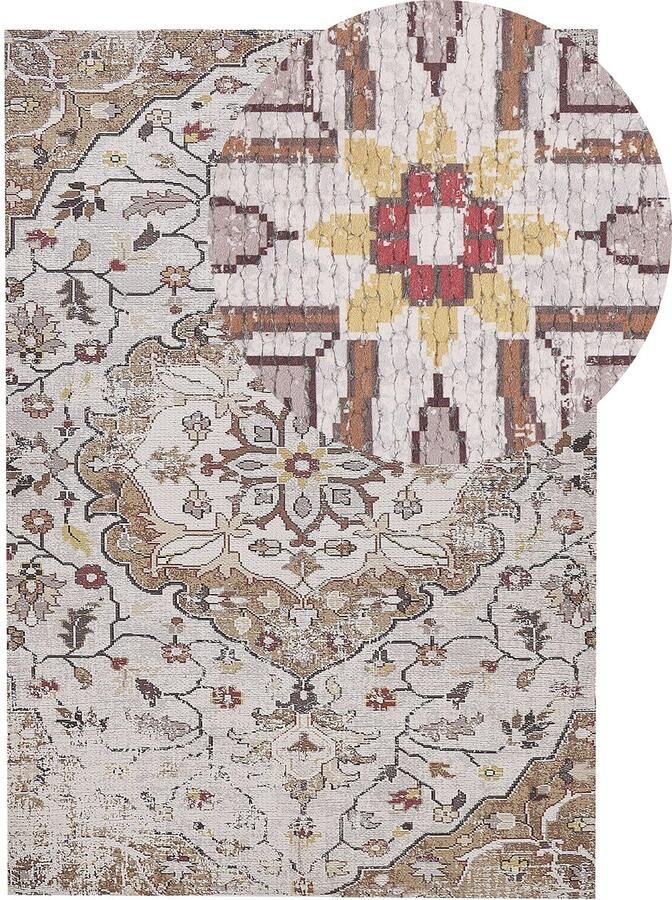 Beliani KATTAKKADA Laagpolig vloerkleed Beige 140 x 200 cm Polyester - Foto 2