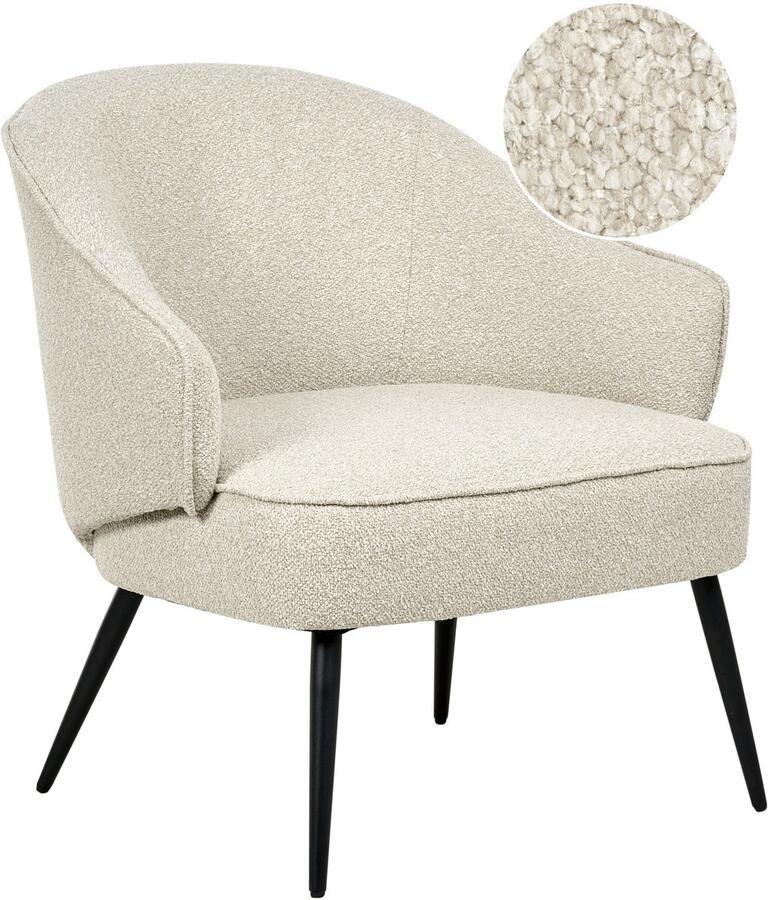 Beliani KAYLA Fauteuil Lichtbeige Bouclé