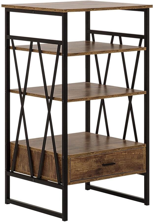 Beliani KEENE 3 Tier Bookcase Donkere houtkleur Vezelplaat