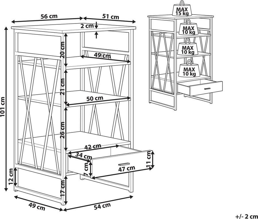 Beliani KEENE 3 Tier Bookcase Lichte houtkleur Vezelplaat