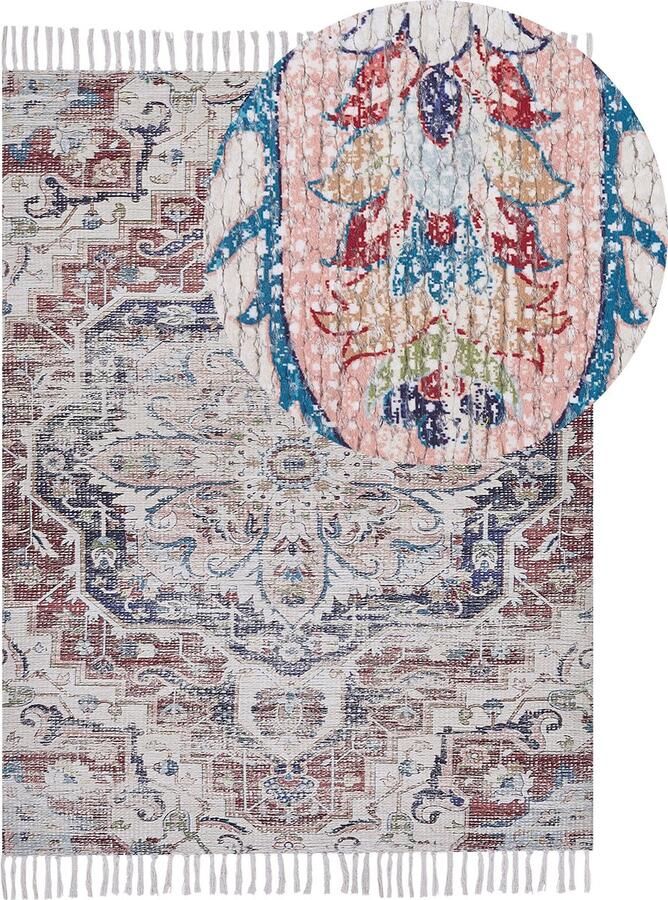 Beliani KELKIT Laagpolig vloerkleed Multicolor 140 x 200 cm Polyester - Foto 2