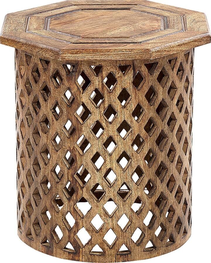 Beliani KHANPUR Bijzettafel Donkere houtkleur Mangohout