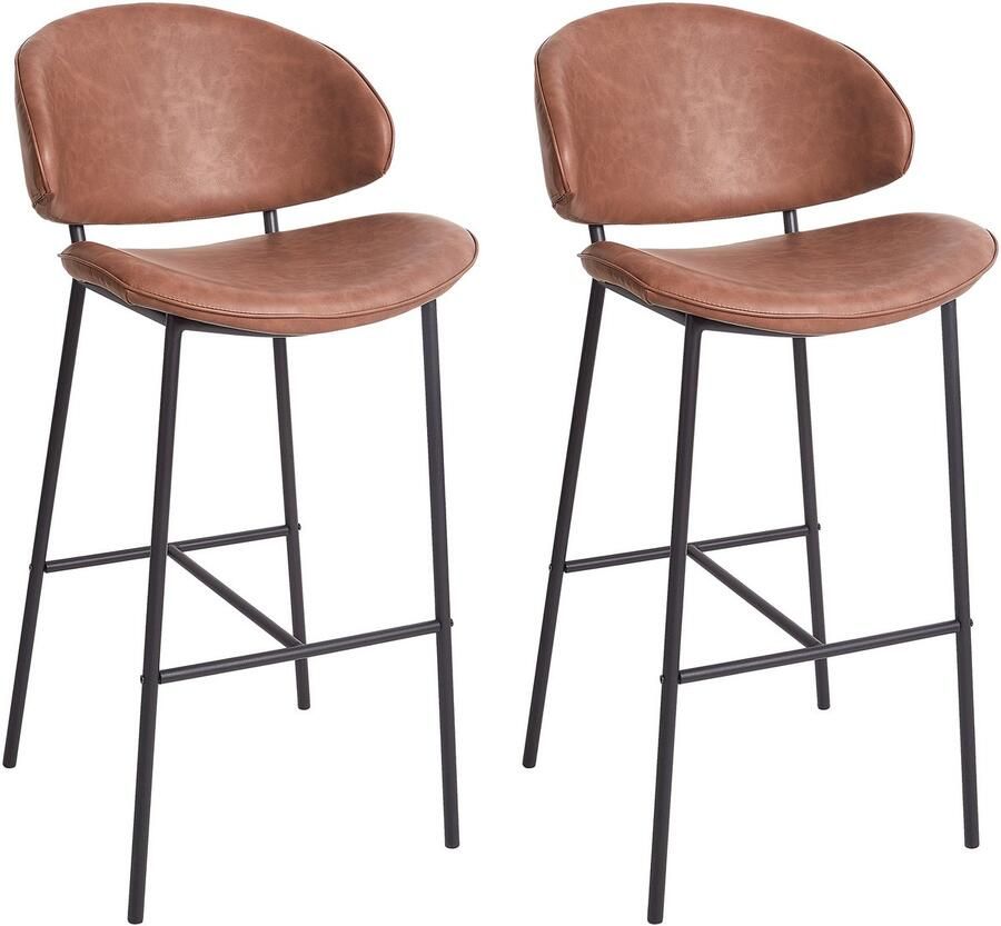 Beliani Set van 2 barstoelen KIANA Kunstleer Bruin