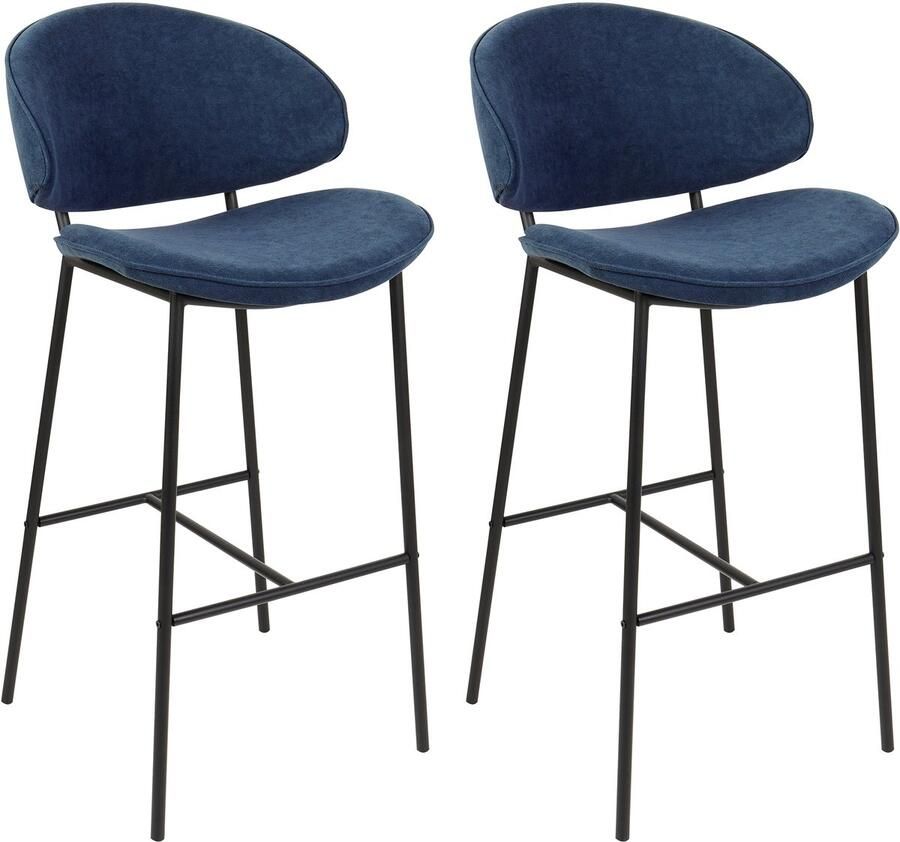 Beliani KIANA Barkruk set van 2 Marineblauw Polyester