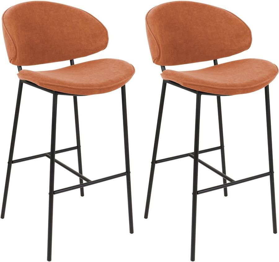 Beliani KIANA Barkruk set van 2 Oranje Polyester