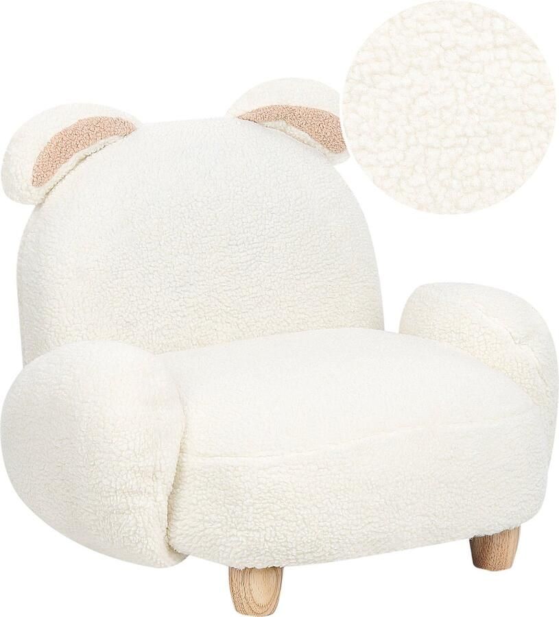Beliani Kinderfauteuil teddy wit KANNA