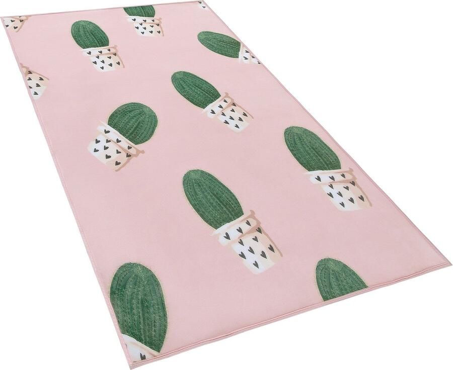 Beliani ELDIVAN Laagpolig vloerkleed Roze 80 x 150 cm Polyester