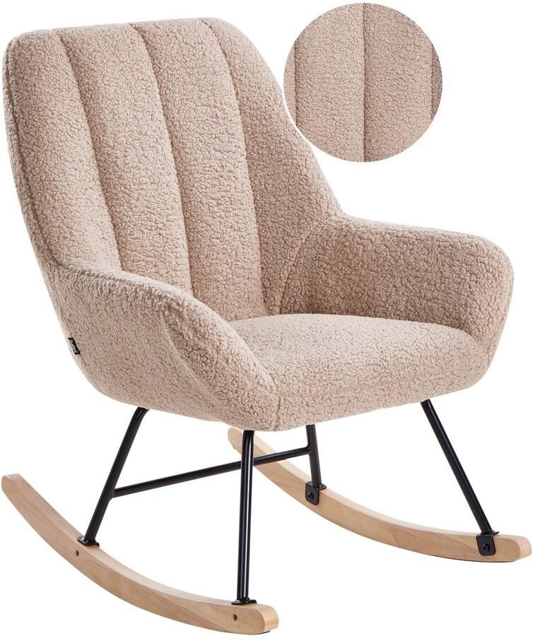 Beliani KINNO Schommelstoel Beige Bouclé