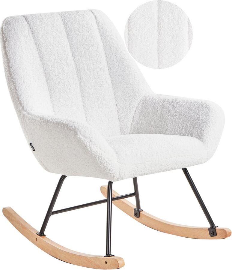 Beliani Schommelstoel KINNO Bouclé Gebroken wit