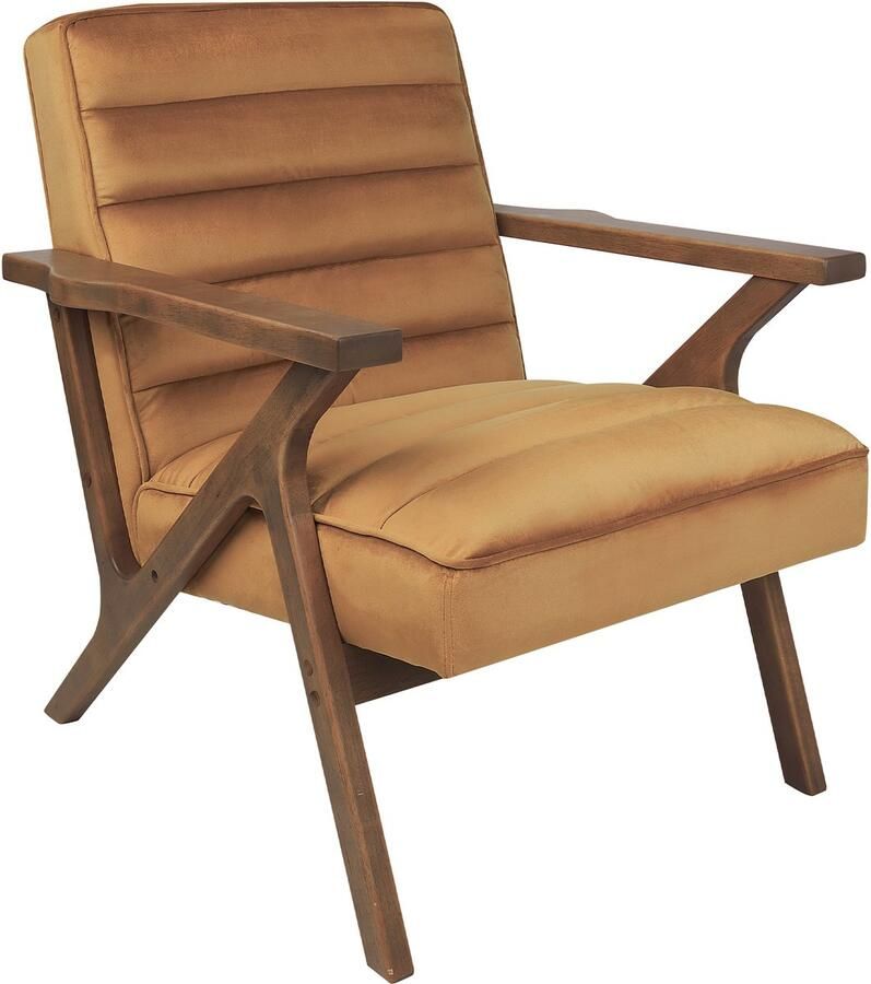 Beliani KISA Fauteuil Bruin Fluweel