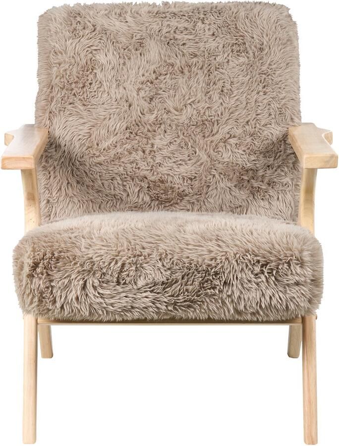 Beliani KISA Fauteuil Taupe Kunstbont