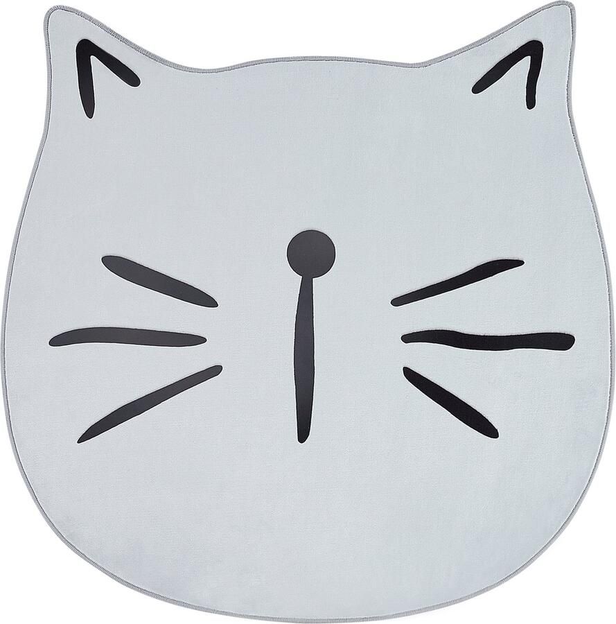 Beliani Vloerkleed kat polyester grijs ⌀ 100 cm KITTY