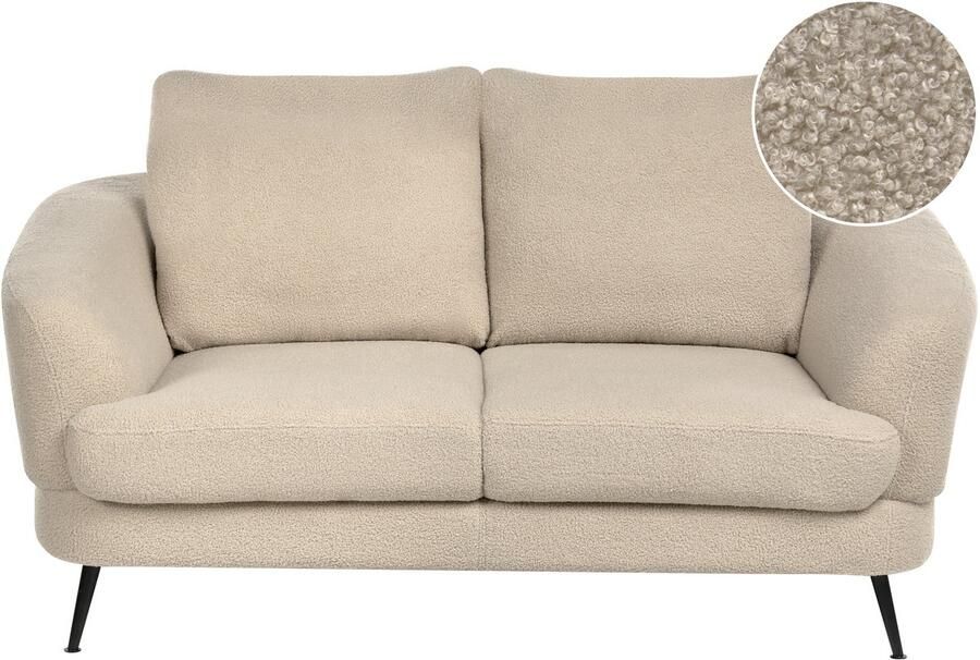 Beliani KJAER Tweezitsbank Lichtbeige Bouclé