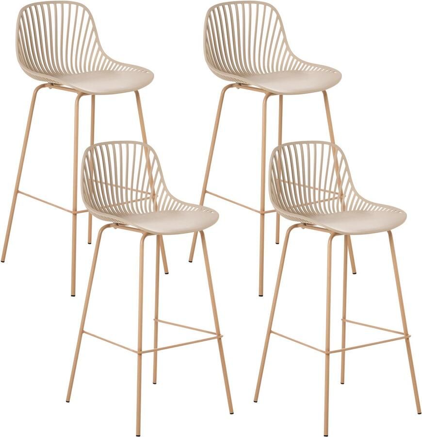 Beliani KLEVE Set van 4 barstoelen Beige Synthetisch materiaal
