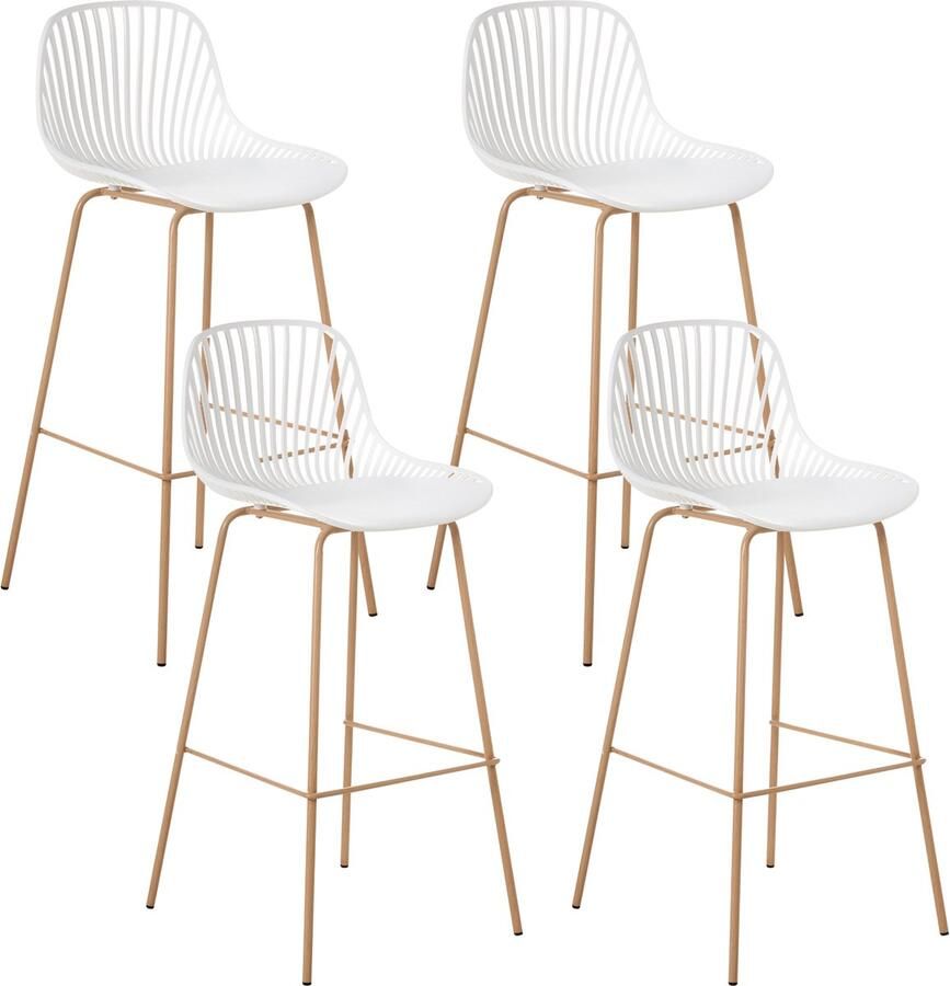 Beliani KLEVE Set van 4 barstoelen Wit Synthetisch materiaal