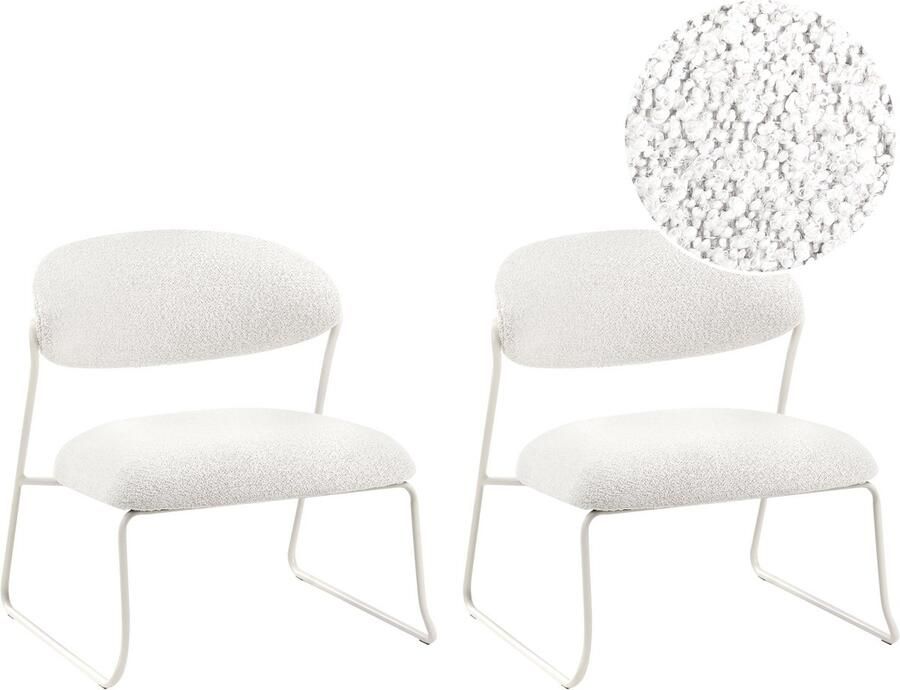 Beliani KOLSVA Set van 2 fauteuils Gebroken wit Polyester