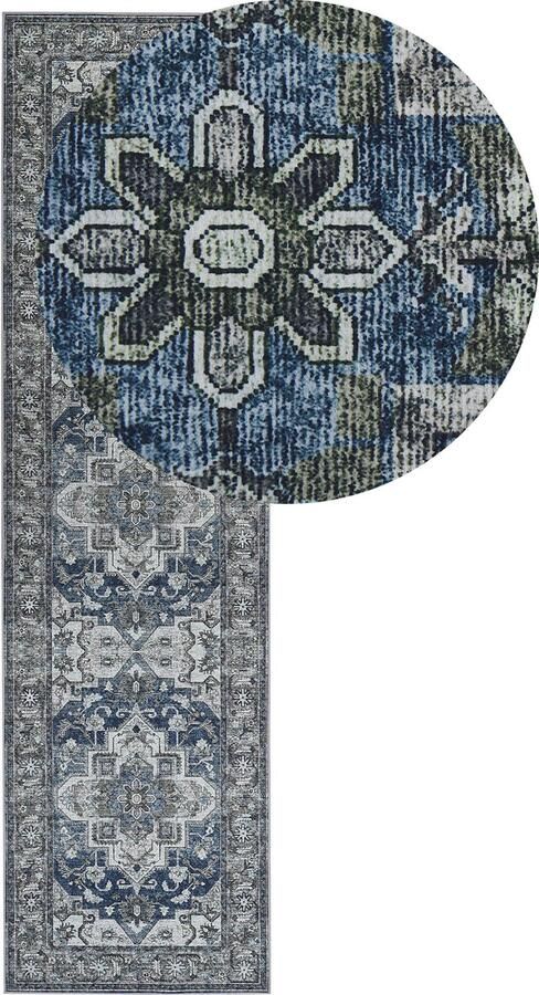 Beliani Vloerkleed grijs en blauw 80 x 300 cm KOTTAR - Foto 2