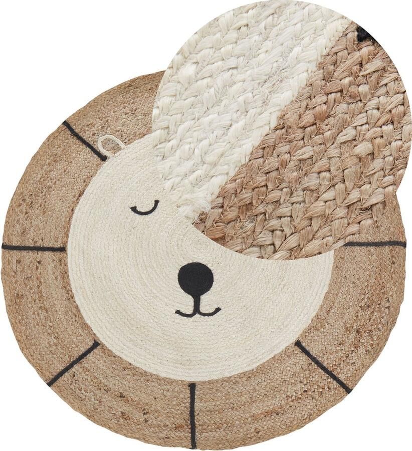 Beliani Vloerkleed leeuw jute beige ⌀ 120 cm KOVU