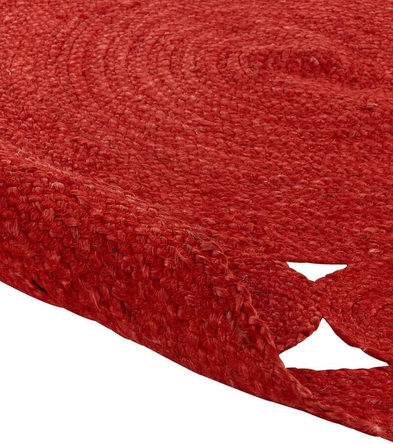 Beliani KOYUNLU Laagpolig vloerkleed Rood ø 120 cm Jute