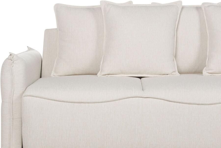 Beliani Slaapbank KRAMA Stof Gebroken wit met opbergruimte 3-zitter - Foto 2