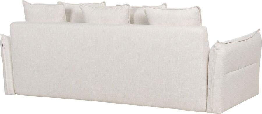 Beliani Slaapbank KRAMA Stof Gebroken wit met opbergruimte 3-zitter - Foto 4