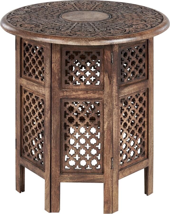 Beliani KUMALI Bijzettafel Donkere houtkleur Mangohout