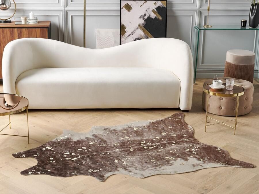 Beliani BOGONG Kunstleer vloerkleed Bruin Wit 130 x 170 cm Polyester - Foto 2