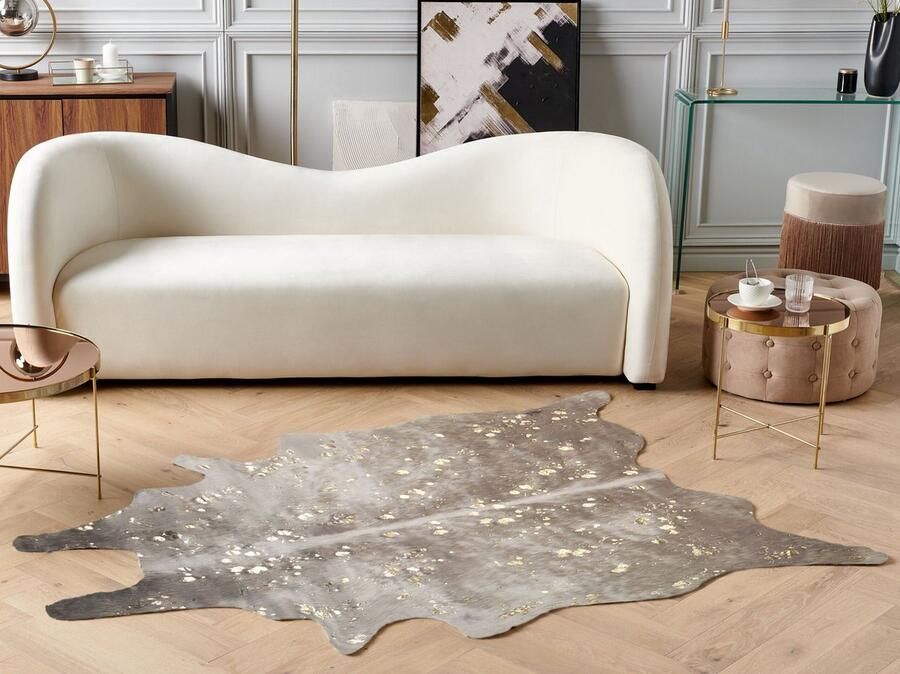 Beliani Vloerkleed imitatieleer taupe met goud 150 x 200 cm BOGONG - Foto 2