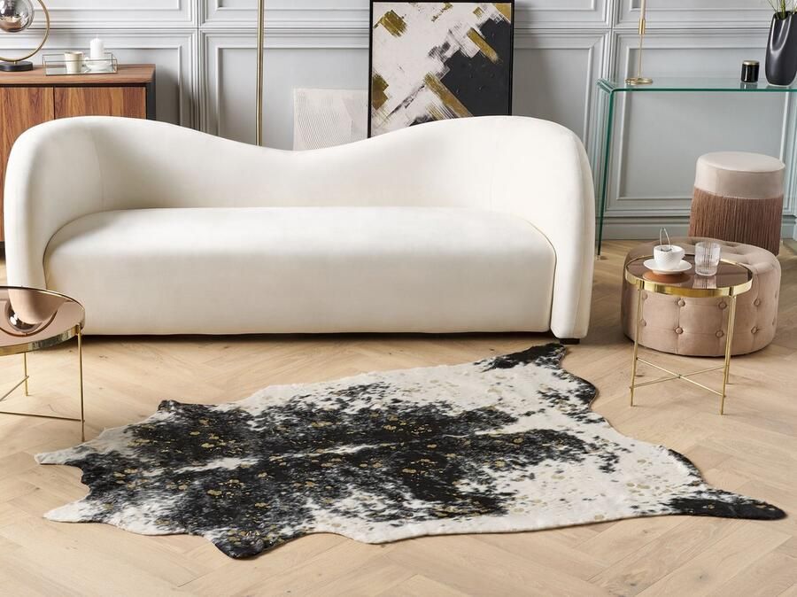 Beliani BOGONG Kunstleer vloerkleed Wit Zwart 130 x 170 cm Polyester - Foto 2