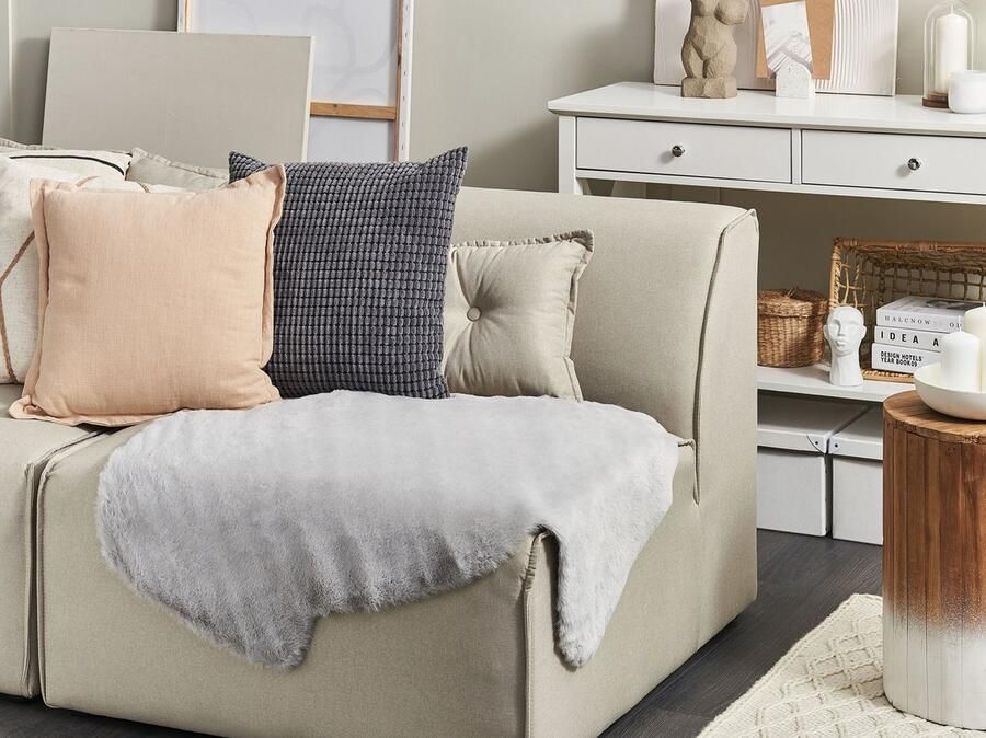 Beliani UNDARA Schapenvel Lichtgrijs 60 x 90 cm Acryl - Foto 2