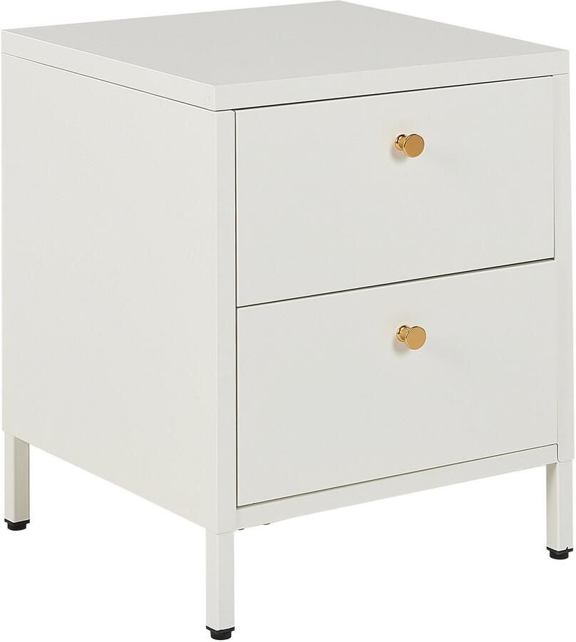 Beliani Nachtkastje met 2 lades KYLEA Metaal Wit