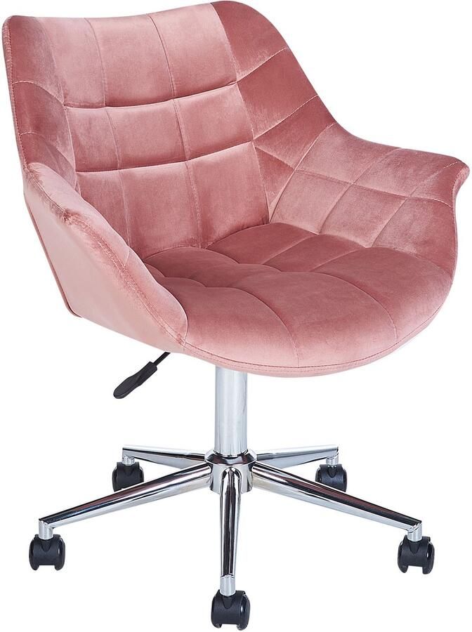 Beliani LABELLE Bureaustoel Roze Fluweel