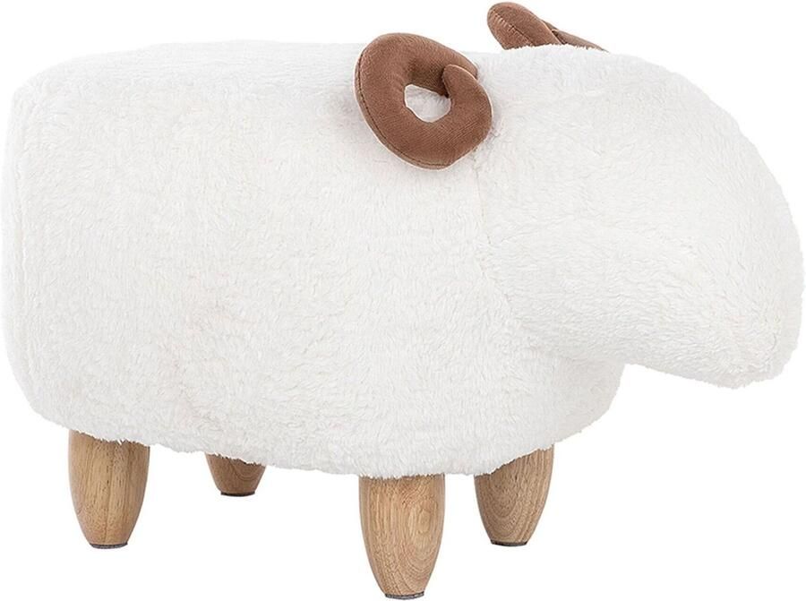 Beliani Lamb Dierenhocker-wit-polyester - Foto 1