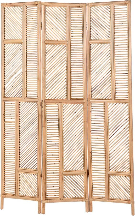 Beliani Roomdivider met 3 panelen LAMEZIA Lichtbruin 117 cm 180 cm