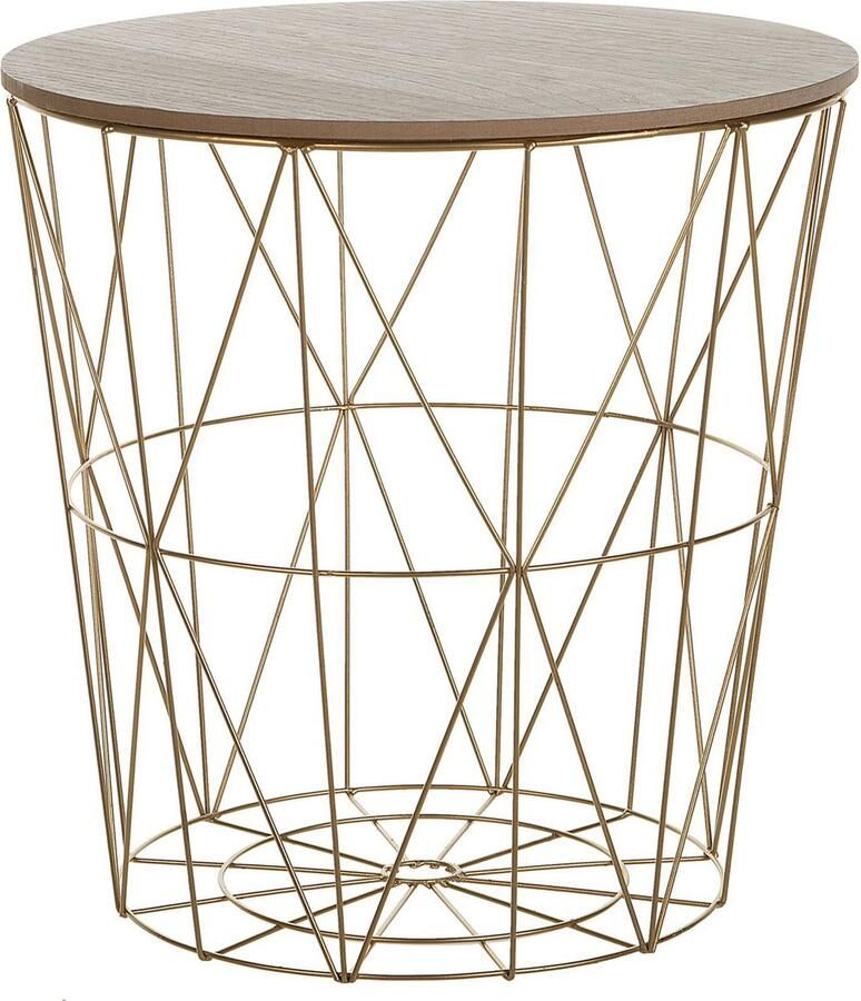 Beliani LANARK Bijzettafel Goud| Lichte houtkleur MDF - Foto 2