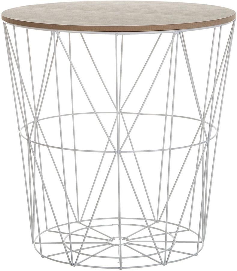 Beliani LANARK Bijzettafel Wit Lichte houtkleur MDF