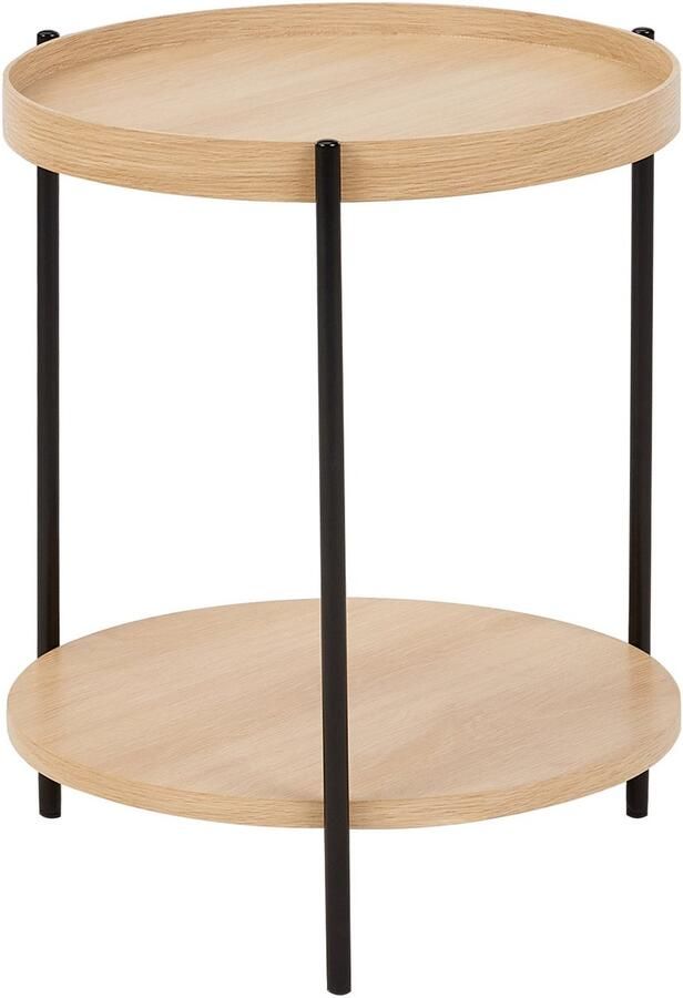 Beliani LANDER Bijzettafel Lichtbruin Zwart Hout