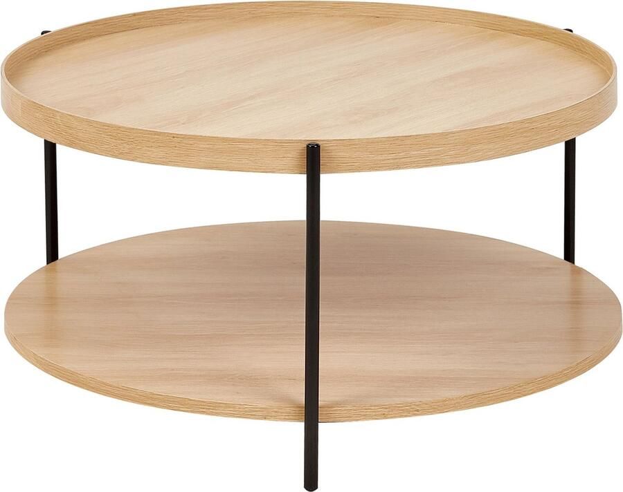 Beliani LANDER Salontafel Lichtbruin Zwart Hout