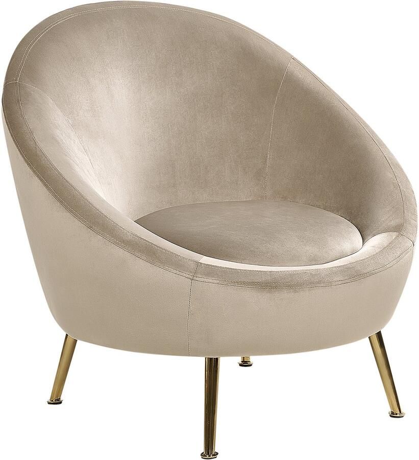 Beliani LANGA Fauteuil Taupe Fluweel